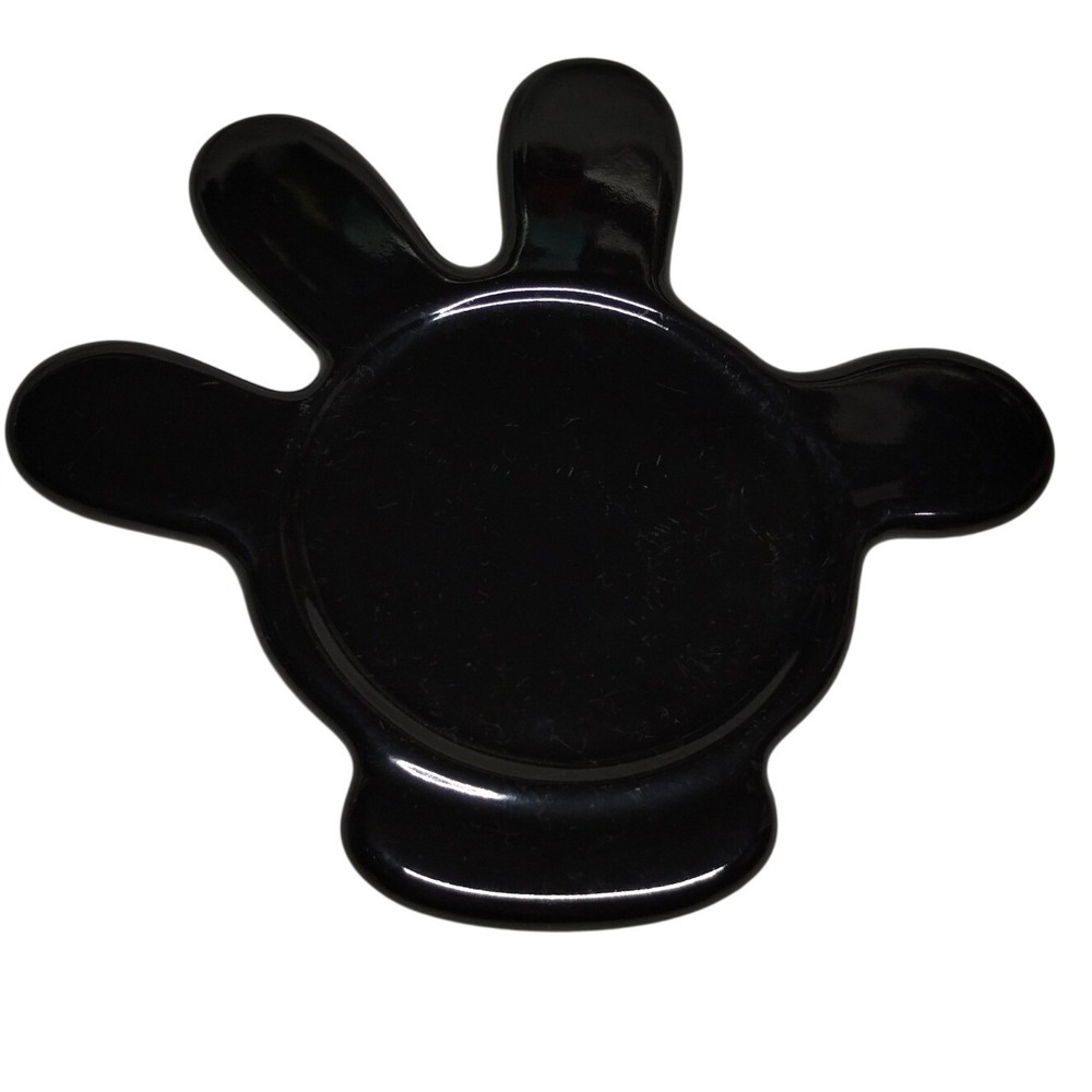 Disney Thailand Mickey Hand Black Ceramic Spoon Rest Trinket Dish Rare